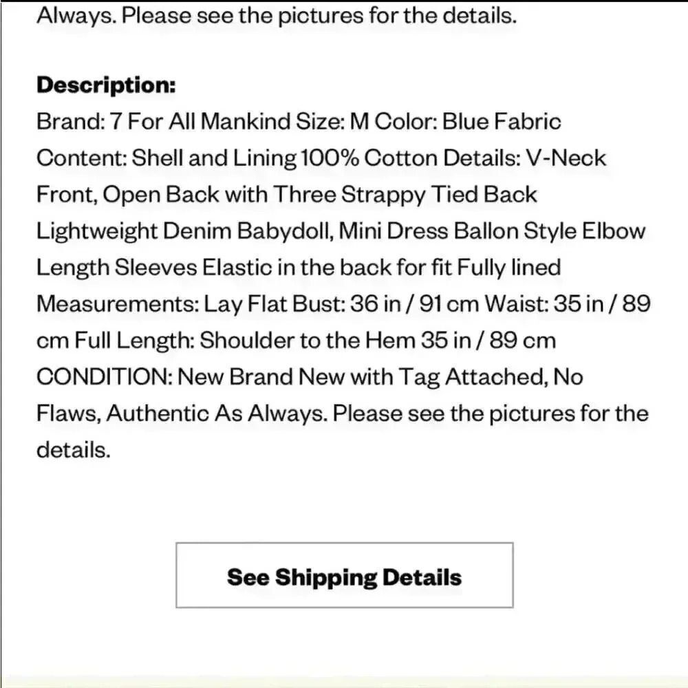 7 For All Mankind Denim Tie Back Babydoll Dress Size Small - Picture 8 of 9